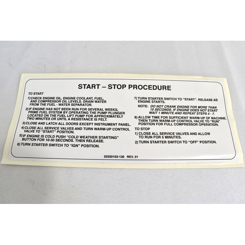 Sullair Decal Replacement - 02250103-130